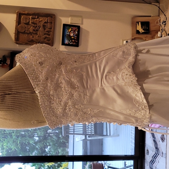 Wedding dress full chapel train 4 pcs beaded applique embroidery strapless - Picture 13 of 17